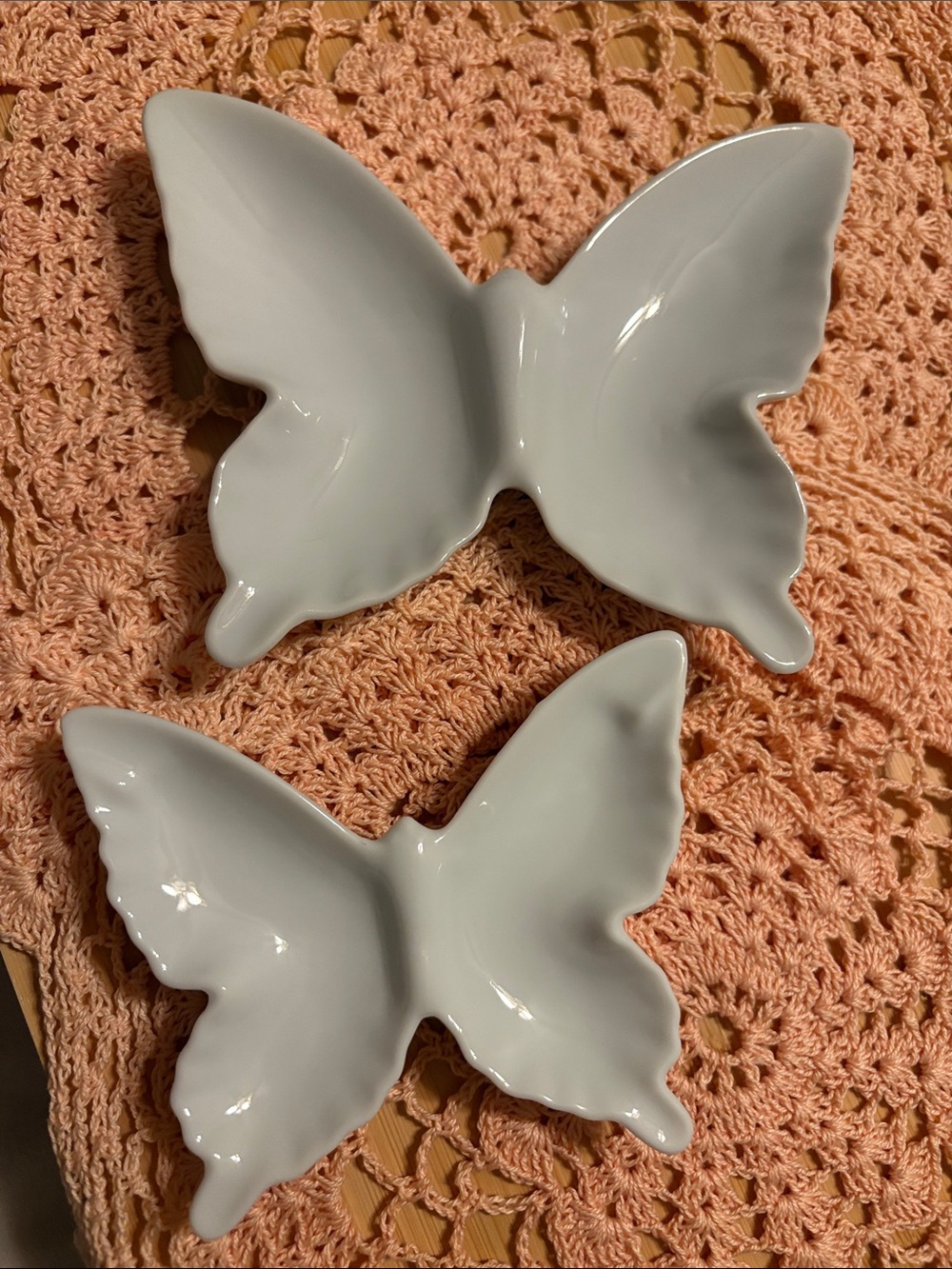 Vintage White Ceramic Butterfly Trinket Trays or Wall Accents